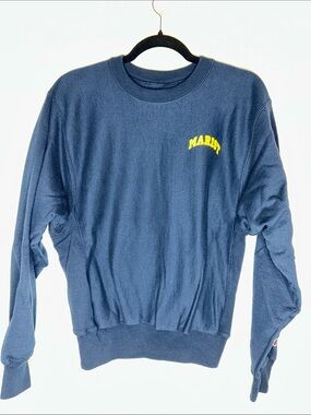 Champion Reverse Weave Marist Navy Blue Crewneck with Yellow Logo